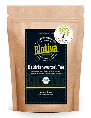 Biotiva Té de raíz de valeriana orgánica 100g - Valerianae Radix - té de hierbas - embotellado en Alemania (DE-ÖKO-005) - vegano
