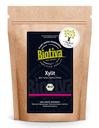 Biotiva Xilitol orgánico 800 g - precio de introducción - alternativa al azúcar en calidad orgánica - 50% menos calorías - diabéticos y veganos - llenado y verificado en Alemania