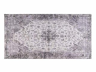 Black Velvet Studio Alfombra Goa, 75% poliéster y 25% algodón, Color Gris, Estampado Vintage,1x75x150 cm.