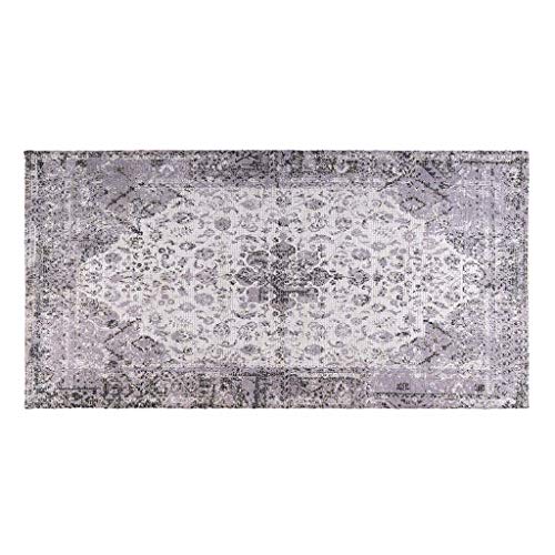 Black Velvet Studio Alfombra Goa, 75% poliéster y 25% algodón, Color Gris, Estampado Vintage,1x75x150 cm.
