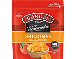 Borges - Orejones de Albaricoque Sin Hueso De Temporada - Alto contenido en vitaminas A y C, Antioxidantes, Potasio, Magnesio, Hierro y Fibra - Sin Grasas Saturadas, Vegano - Paquete de 200 gramos.
