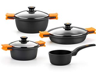 BRA Efficient - Batería 4 piezas, de aluminio fundido con antiadherente, apta para todo tipo de cocinas incluso inducción [Amazon Exclusive]