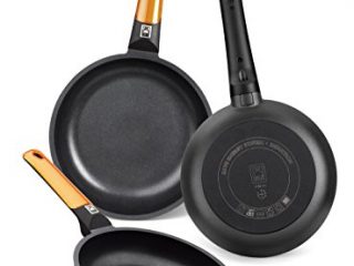BRA Efficient Orange - Set de 3 sartenes, aluminio fundido con antiadherente tricapa libre de PFOA, para todo tipo de cocinas, inducción y vitrocerámica,lavavajillas, 18-22-26 cm [Amazon Exclusive]