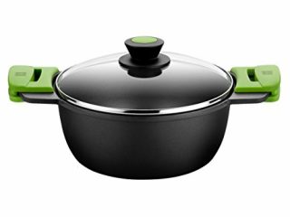 BRA PRIOR Cacerola alta con tapa de cristal y asas de silicona, 24 cm