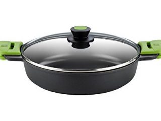 BRA Prior- Cacerola Baja con Tapa de Cristal y Asas de Silicona, Apta para Todo Tipo de Cocinas Incluida Inducción y Horno, 28 cm