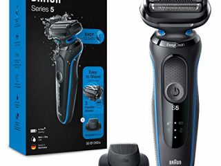 Braun Series 5 Afeitadora Eléctrica Hombre, Máquina de Afeitar Barba con Recortadora de Precisión y Tecnología Easy Clean (Fácil de Limpiar), Recargable, Inalámbrica, 50-B1200 S, Azul