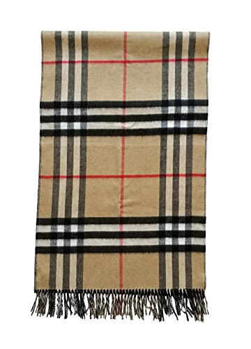 BURBERRY Bufanda de cachemira 8035910 Giant Check reversible negro y beige 210 x 50 cm