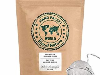 Café Verde en Grano Cortado para Infusión 100% Natural con Jengibre 500 g - Arabica Colombia – Regalo Bola Colador Infusora de Acero Inoxidable