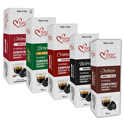 Caffitaly -80 Capsulas de Cafe Compatibles - 5 Variedades Degustación - Cafeteras Caffitaly System