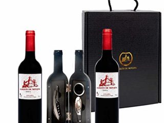 Caja Regalo Vino - Pack de 2 Botellas de Reseva + Kit Accesorios con Abrecorchos Aireador y Anillo Antigoteo con estuche - Regalo Original – D.Origen Olite Navarra – Ideal para regalar
