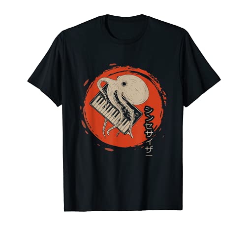 Caligrafía japonesa, sintetizador, pulpo, síntesis Camiseta