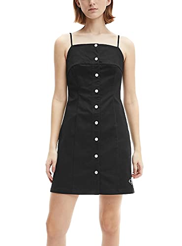 Calvin Klein Jeans Cotton Twill Button Dress Vestido, CK Black, XS para Mujer