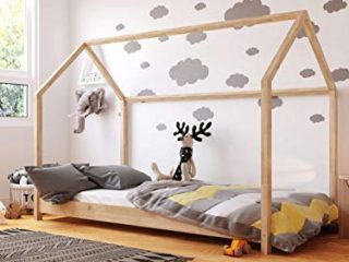 Cama Casita Montessori 90x200 80x180 80x160 - Cama Cabaña - Cama Infantil - Para Niños y Niñas - Madera de Pino Natural - 160x80 - Pino