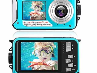 Camara Acuatica 2.7K Camara Acuatica Sumergible a Prueba de Agua 48 MP Camara Fotos Acuatica videocámara a Prueba de Agua Pantalla Dual Pantalla LCD a Todo Color Pantalla de Video Selfie