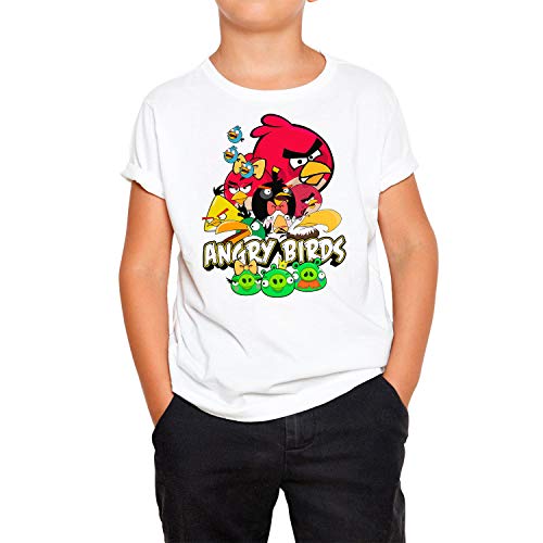 Camiseta Niño Videojuego Angry Birds (Blanco, 5 años)