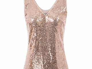 Camisetas Tirantes Lentejuelas Mujer Camisas Verano Top Cómodo Rosa XL CL011080-2
