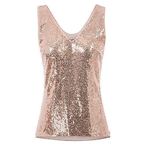Camisetas Tirantes Lentejuelas Mujer Camisas Verano Top Cómodo Rosa XL CL011080-2