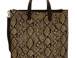 Camomilla Bolso De Mano, Con Correa, Piel Sintética, Colección Kaori Snake, Talla Large, Estampado Pitón-Marrón