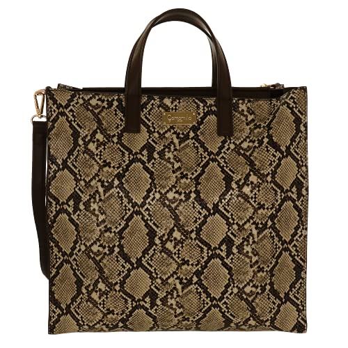 Camomilla Bolso De Mano, Con Correa, Piel Sintética, Colección Kaori Snake, Talla Large, Estampado Pitón-Marrón