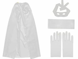 Capa de Superhéroe 120 cm para Adultos, Conjunto de 4 Piezas Capa Máscara Bufanda y Guantes, Cosplay para Cumpleaños Fiesta Navidad Halloween y Carnaval (Blanco)