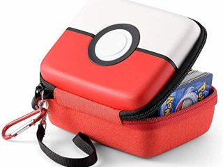 Carcasa Rígida para Tarjetas, Estuche para Tarjetas de UNO, Yu-Gi-Oh, MTG Magic, Pokémon, GX EX, Amiibo Animal Crossing, Exploding Kittens, Skip-Bo, Se Adapta a hasta 400 Tarjetas (Rojo Pokeball)