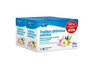 Care + Toallitas Oftálmicas - Higiene de Párpados, Pestañas y Borde Palpebral, Blanco, 60 Unidades