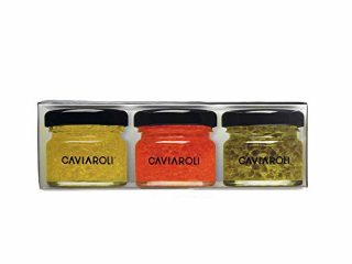 Caviaroli - Trio Encapsulado de Aceite de Oliva Virgen Extra, Arbequina, Guindilla y Albahaca - Estuche - 3x20 g