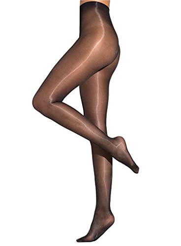 Cecilia de Rafael Mujeres Eterno Super Lucido 10 Medias Brillantes en Negro con Acabado Liso - Nylon y Spandex - Pequeño