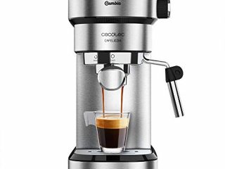 Cecotec Cafetera Express Cafelizzia 790 Steel para espressos y cappuccinos, Brazo portafiltros con Doble Salida y Dos filtros, 20 Bares de Presión, Depósito extraíble de 1,2L, 1350W, Acero