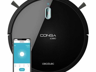 Cecotec Robot Aspirador y fregasuelos Conga 1090 Connected, App Control, Aspira, Barre, Friega y Pasa la Mopa, 1400Pa, Cepillo Especial Mascotas, Fregado Inteligente, Control por Voz Alexa y Google