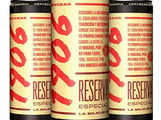 Cerveza 1906 Reserva Especial - Paquete de 24 latas de 330 ml – Bebida alcohólica 6,5% de volumen en alcohol – Cerveza en lata Para una Inmensa Minoría, La Milnueve – Maltas tostadas – Hijos de Rivera