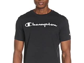 Champion Legacy Classic Logo S/S Camiseta, Negro, S para Hombre