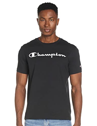 Champion Legacy Classic Logo S/S Camiseta, Negro, S para Hombre