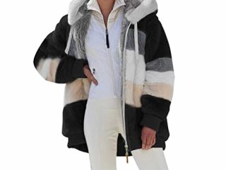 Chaqueta De Forro Polar Para Mujer Abrigo Sudadera Tops Suéter Jersey Otoño Invierno Talla Grande Hoodie Lanuda Suelto Sólido Manga Larga con Capucha Tejido Oversize Anorak Jacket Parka