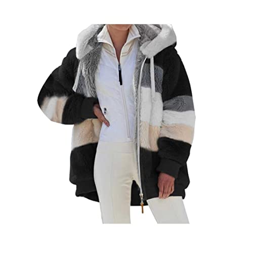 Chaqueta De Forro Polar Para Mujer Abrigo Sudadera Tops Suéter Jersey Otoño Invierno Talla Grande Hoodie Lanuda Suelto Sólido Manga Larga con Capucha Tejido Oversize Anorak Jacket Parka