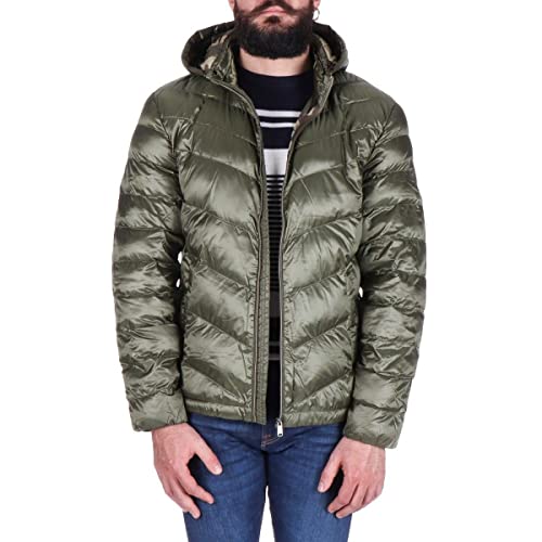 Chaqueta hombre Guess con capucha extraíble bolsillos laterales verde militar