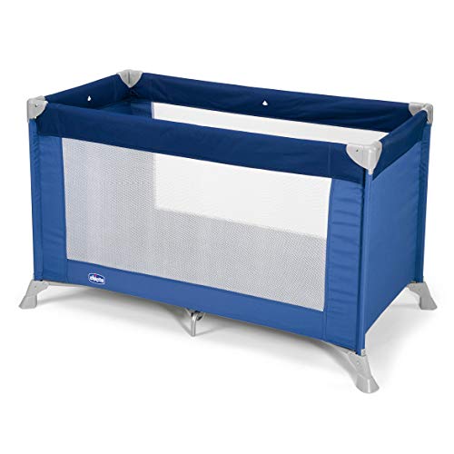 Chicco Good Night Cuna de Viaje para Bebés y Niños desde el Nacimiento hasta 15 Kg, Cama Bebé Plegable y Compacta Con Colchón, Cuna Portátil con Laterales de Malla y Bolsa de Transporte, Azul (Blue)