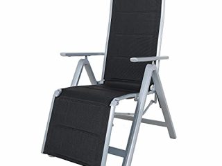 Chicreat - Silla de relax plegable, estructura de aluminio, Plateado/Negro, 67 x 58 x 110cm
