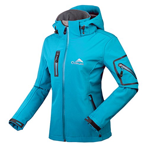 CIKRILAN Mujer Chaqueta Softshell Resistente al agua chaqueta al aire libre Ladies Deportes Camping Escalada de senderismo Coat (x-large, Azul)