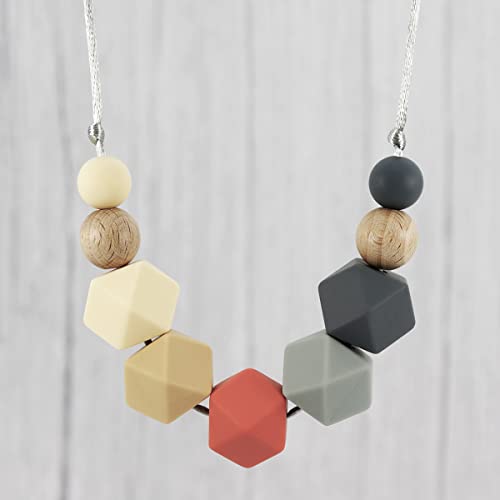collar lactancia,KEFU Collar Mordedor de Lactancia para Bebé Mordedor sin BPA Silicona Antibiótico Cómodo use collar Hermosa Moda (Canica)
