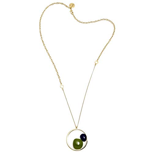 Collar Pertegaz colección Helena cadena 85cm. distinto grosor colgante piedras azul marino verde