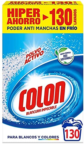 Colon Polvo Activo - Detergente para lavadora, adecuado para ropa blanca y de color, formato polvo - 130 dosis