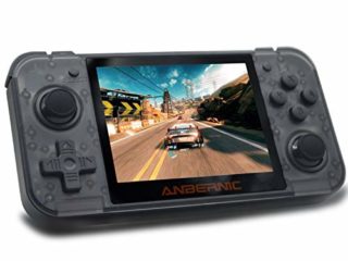 Consolas de Juegos Portátil , RG350 Consola de Juegos Retro Game Console OpenDingux Tony System , Free with 32G TF Card Built-in 2500 Juegos, 3.5 Pulgadas IPS Videojuegos Portátil - Transparent Negro
