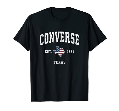 Converse Texas TX Vintage Bandera Americana Diseño Deportivo Camiseta