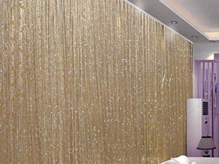 Cortinas hilo con flecos brillantes, puerta colgante para dormitorio, decoración del hogar, mosquitera, ventana lujo, Patio, boda, moda, divisor habitación(2 piezaschampán)