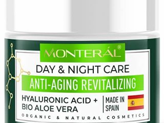 Crema Antiarrugas Mujer y Hombre con Ácido Hialurónico Hecho en España - Crema Facial Antiedad Hidratante Vegano con Aloe Vera y Vitamina E con Ingredientes Orgánicos para Día y Noche MONTERAL