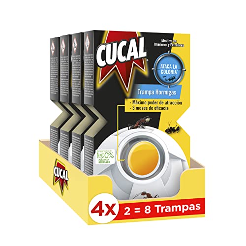 Cucal Insecticida Trampa Hormigas (pack de 4, total: 8 trampas), ataca la colonia, hasta 3 meses de eficacia, máximo poder de atracción