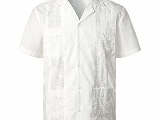 Cuello de Campamento Cubano Tradicional de los Hombres Guayabera de Manga Corta