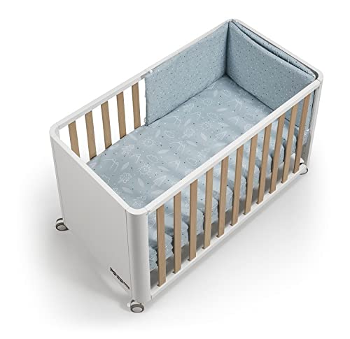 Cuna COLECHO COTINFANT DOCO Sleeping STYLE 4 en 1, 60 * 120 con textil y colchón - NATURA VERDE AGUA
