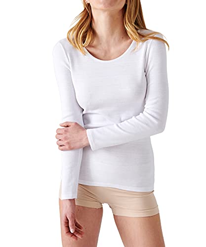Damart tee Shirt Manches Longues Fines COTES-54115 Ropa Interior, Blanco, XXL Mujer